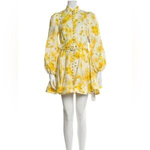 Zimmerman Wonderland Yellow Linen Floral Dress
